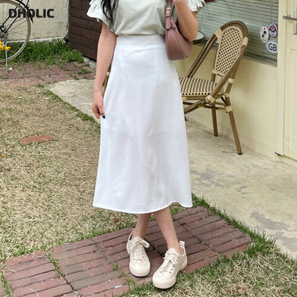 タックフレアスカート・全5色・t63874 レディース 【sk】 韓国 ファッション ボトムス スカート ロング ロングスカート シンプル 無地 シフォン フレア カジュアル デイリー 体型カバー 細身 春 夏 NIJU