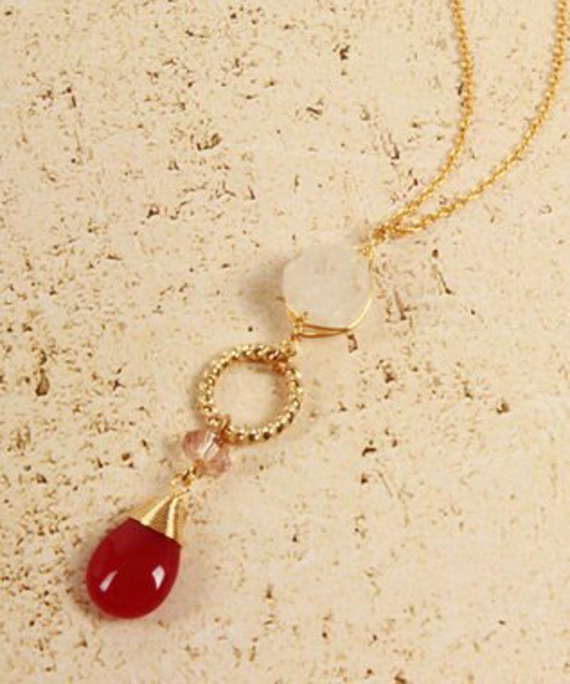 【5月誕生石アクセサリー】K14GF パープルジェイド×クリスタルネックレス