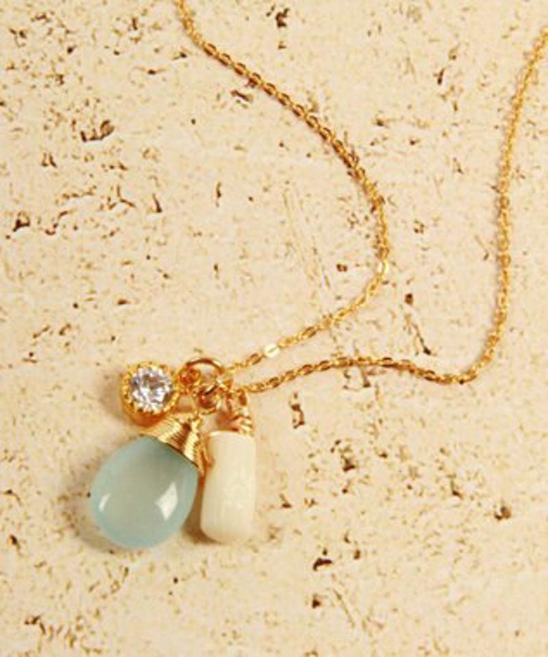 【5月誕生石アクセサリー】K14GF サックスジェイド×サンゴネックレス