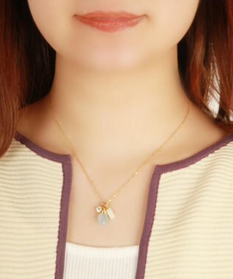 【5月誕生石アクセサリー】K14GF サックスジェイド×サンゴネックレス