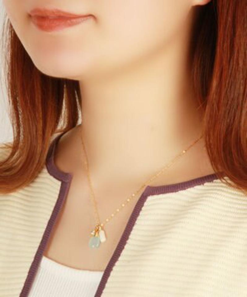 【5月誕生石アクセサリー】K14GF サックスジェイド×サンゴネックレス