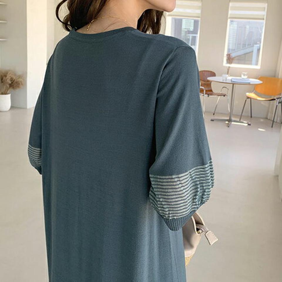 グリッターポイントニットワンピース・全4色・b68028 レディース 【ops】【ワンピース ロング ロングワンピース グリッター ラメ ニット 七分丈 七分袖 7分丈 7分袖 カジュアル 大人 きれいめ 春 夏 韓国 ファッション】【ハイホリHIHOLLI】