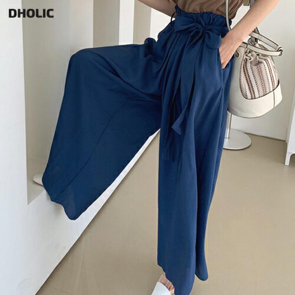 ストラップ付ギャザーパンツ・全3色・t68032 レディース 【pt】【パンツ ズボン ロングパンツ ギャザー ワイド ストラップ 単色 無地 シンプル カジュアル ラフ 大人 ウエストゴム ハイウエスト 春 秋 韓国 ファッション】【ハイホリHIHOLLI】