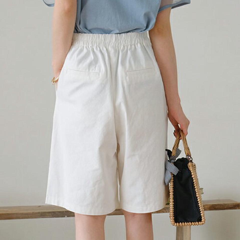 Aラインコットンハーフ・全3色・t68036 レディース 【pt】【パンツ ズボン 半ズボン ハーフパンツ コットン Aライン 単色 無地 シンプル ベーシック カジュアル ラフ 大人 春 夏 秋 韓国 ファッション】【ハイホリHIHOLLI】