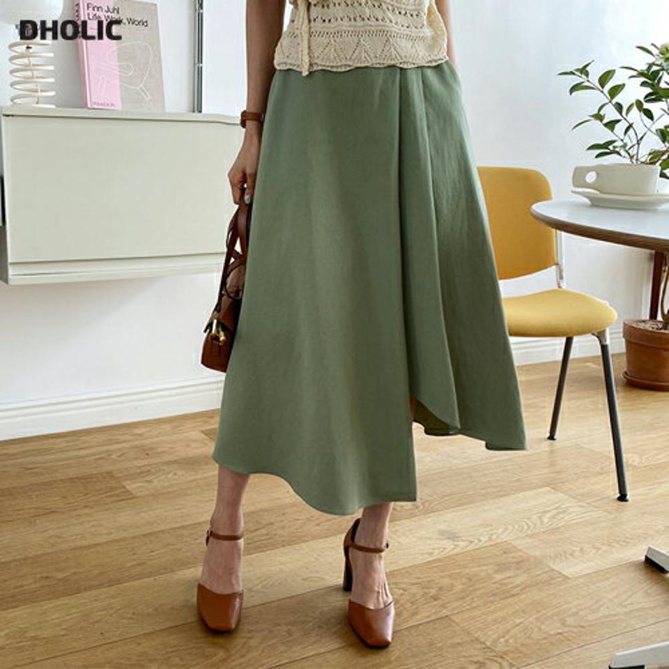 アンバランスAラインスカート・全4色・t57273 レディース 【sk】【韓国 ファッション ボトムス スカート ロング ロングスカート アンバランス Aライン ツータック 無地 ベーシック フェミニン 体型カバー 細身 カジュアル 夏 春】
