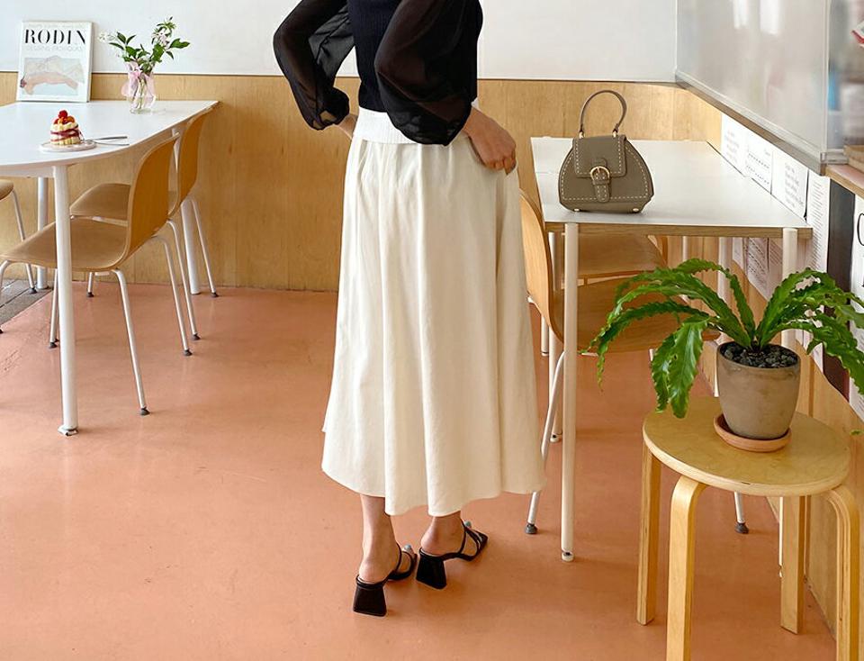 アンバランスAラインスカート・全4色・t57273 レディース 【sk】【韓国 ファッション ボトムス スカート ロング ロングスカート アンバランス Aライン ツータック 無地 ベーシック フェミニン 体型カバー 細身 カジュアル 夏 春】