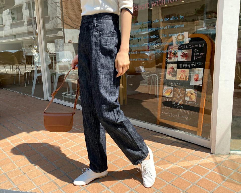 サイドボタンワイドデニムパンツ・全2色・t57291 レディース 【pt】 韓国 ファッション ボトムス ロング ロングパンツ デニムパンツ ワイド ワイドデニム デニム 美脚 10分丈 十分丈 細身 体型カーバー スリム フィット 夏 春