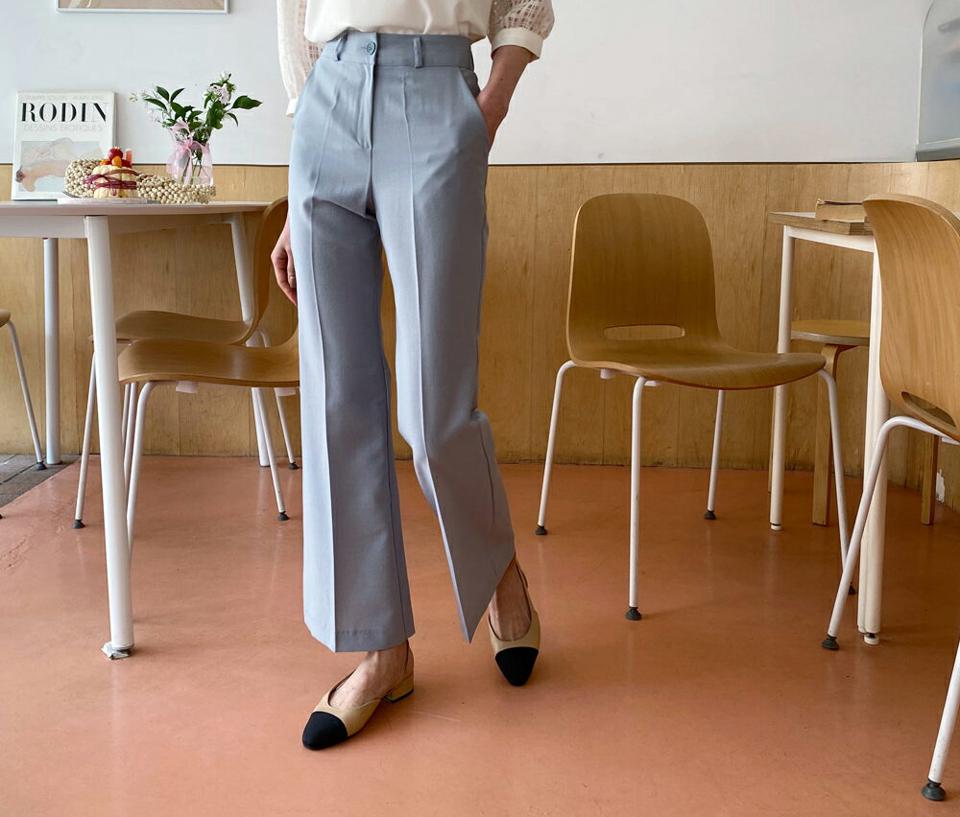 フレアスリムスラックスパンツ・全2色・t57275 レディース 【pt】 韓国 ファッション ボトムス ロング ロングパンツ スラックス スリム ブーツカット 美脚 10分丈 十分丈 細身 体型カーバー 夏 春