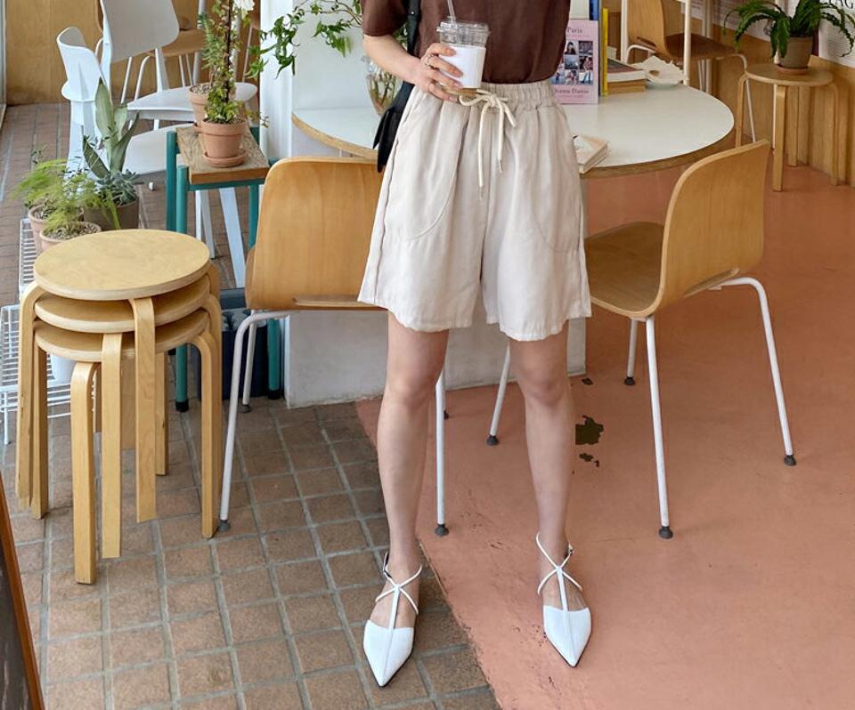 ストレッチウエストショートパンツ・全3色・t57274 レディース 【pt】【韓国 ファッション ボトムス ショート ショートパンツ カジュアル ゴム ストリング ワイド ワイドパンツ 美脚 細身 体型カーバー スリム 夏 春】