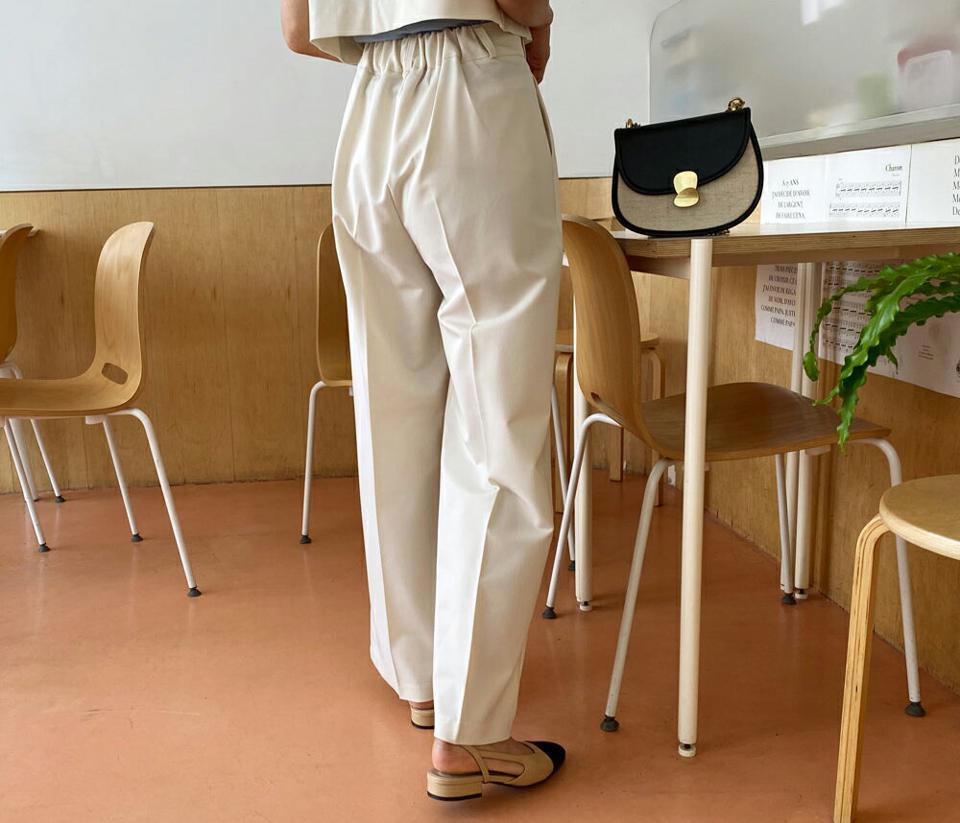 バックゴムタックスラックス・全3色・t57288 レディース 【pt】 韓国ファッション ボトムス ロング ロングパンツ スラックス モダン セミワイド ワイドスラックス ツータック ストレート 美脚 10分丈 十分丈 細身 体型カバー スリム 夏 春