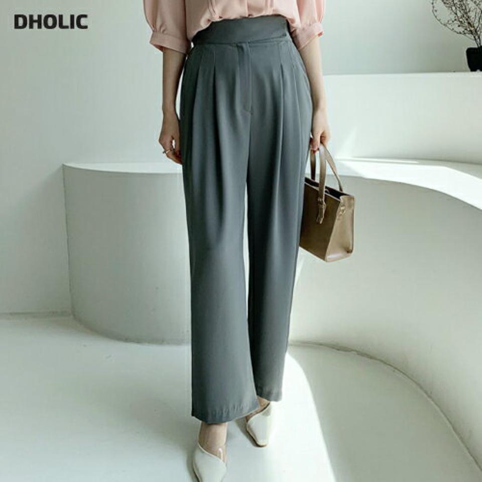 ツータックサイドホックスラックス・全3色・t67997 レディース 【pt】【スラックス パンツ ズボン ロングパンツ 長ズボン タック 単色 無地 シンプル 大人 きれいめ オフィスカジュアル 春 秋 韓国 ファッション】【ハイホリHIHOLLI】