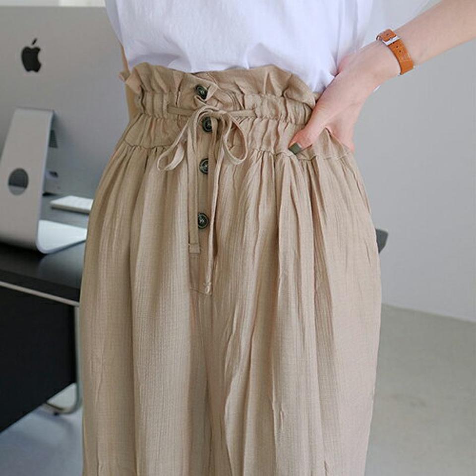 ワイドリンクルドロストパンツ・全3色・t68078 レディース 【pt】【パンツ ズボン ロングパンツ ワイドパンツ リンクル ドロスト 単色 カジュアル ウエストゴム 韓国 ファッション】【ハイホリHIHOLLI】