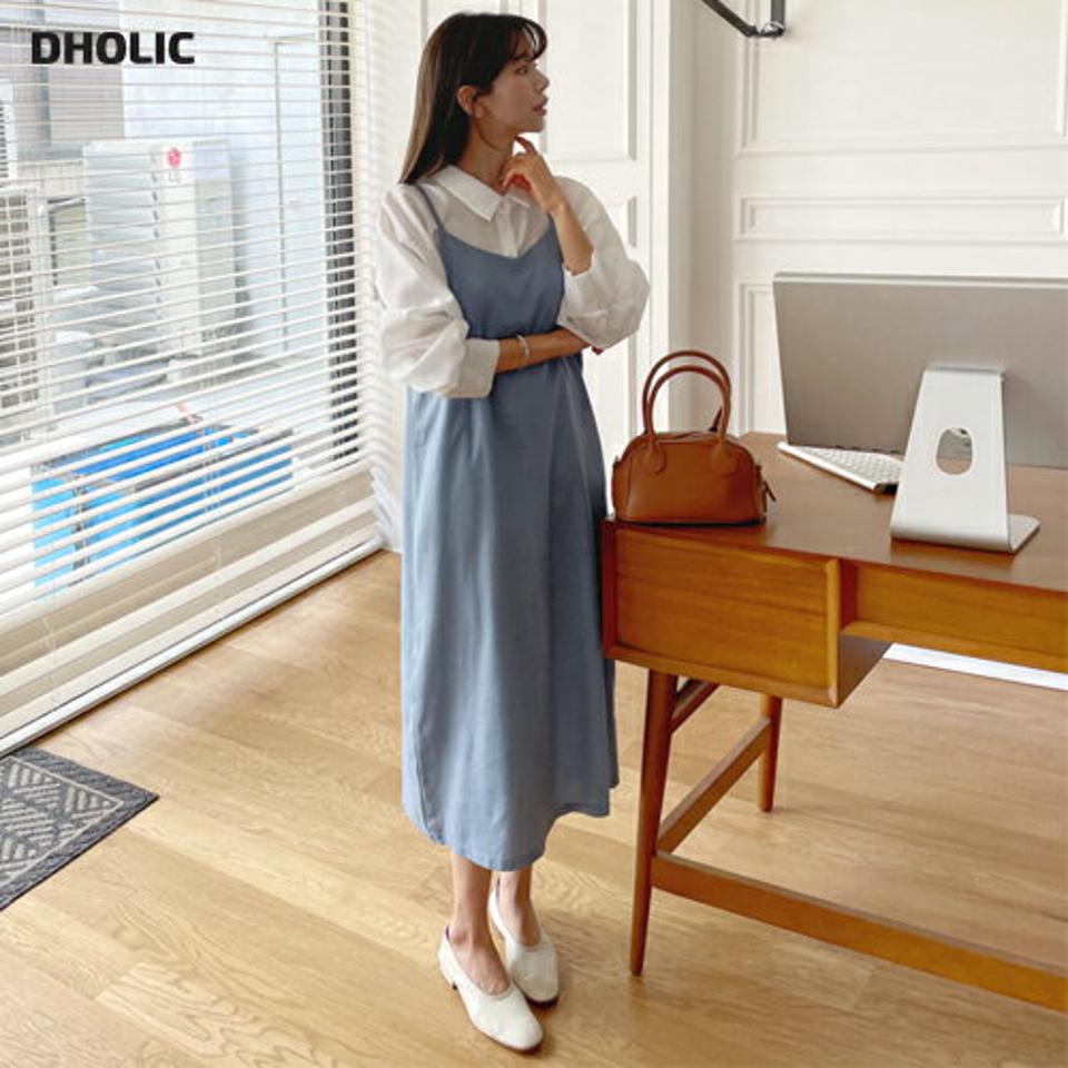 リネン混キャミワンピース・全5色・t65236 レディース 【ops】【韓国 ファッション ワンピース ロング ロングワンピース スリーブレス リネン ノースリーブ キャミソール キャミワンピース Vネック Aライン 体型カバー 細身 ベーシック 夏 春】