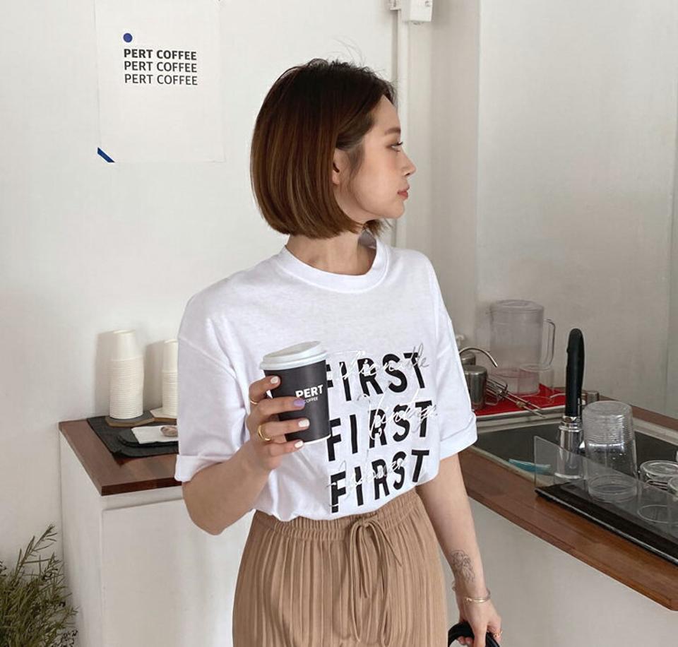 レイヤードレタリングTシャツ・全3色・t65232 レディース 【tops】【韓国 ファッション トップス Tシャツ 半袖 レタリング シンプル ラウンドネック ルーズ ゆったり フェミニン カジュアル 体型カーバー デイリー 夏 春】