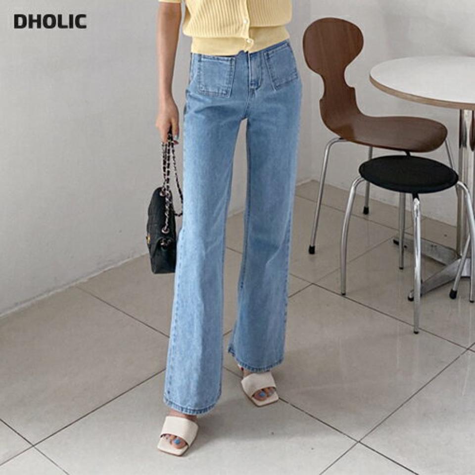 【只今10%OFF】アウトポケットフレアデニムパンツ・全1色・t65247 レディース 【pt】【韓国 ファッション ボトムス ロング ロングパンツ デニム ブーツカット 美脚 型カーバー 10分丈 十分丈 細身 体型カーバー スリム フィット 夏 春】