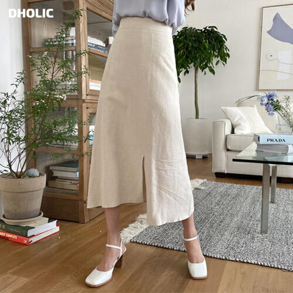 【只今20%OFF】リネンブレンドスリットスカート・全4色・b65248 レディース 【sk】【韓国 ファッション ボトムス スカート ロング ロングスカート リネン フレア アンバランス フェミニン 体型カバー 細身 カジュアル ベーシック 夏 春】【LN】