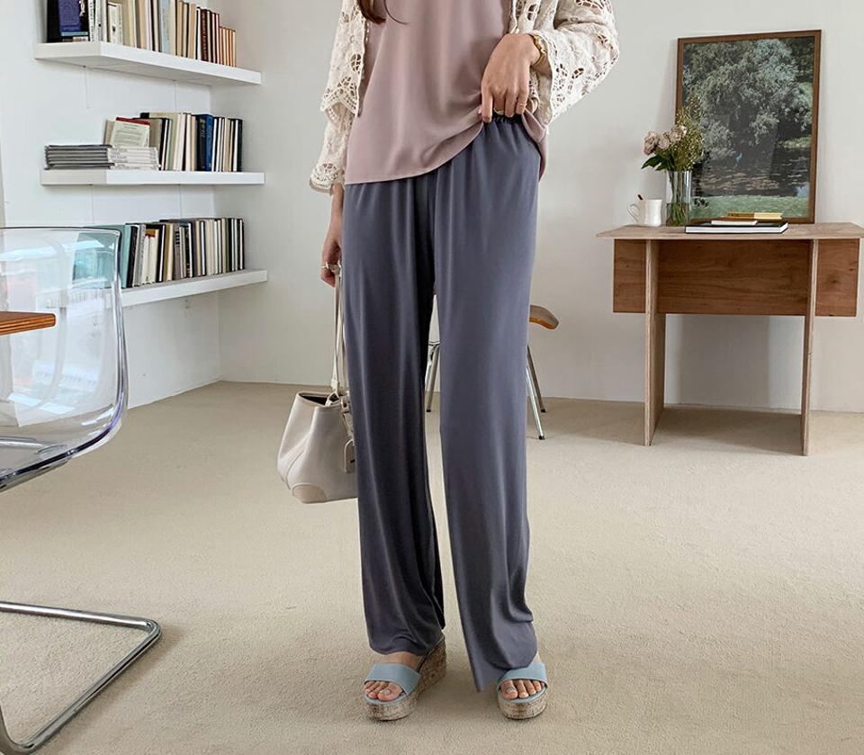 ウエストゴムストレートパンツ・全4色・t68124 レディース 【pt】【パンツ ズボン ロングパンツ ストレート ウエストゴム 単色 無地 シンプル カジュアル ワイド ラフ 春 秋 韓国 ファッション】【ハイホリHIHOLLI】