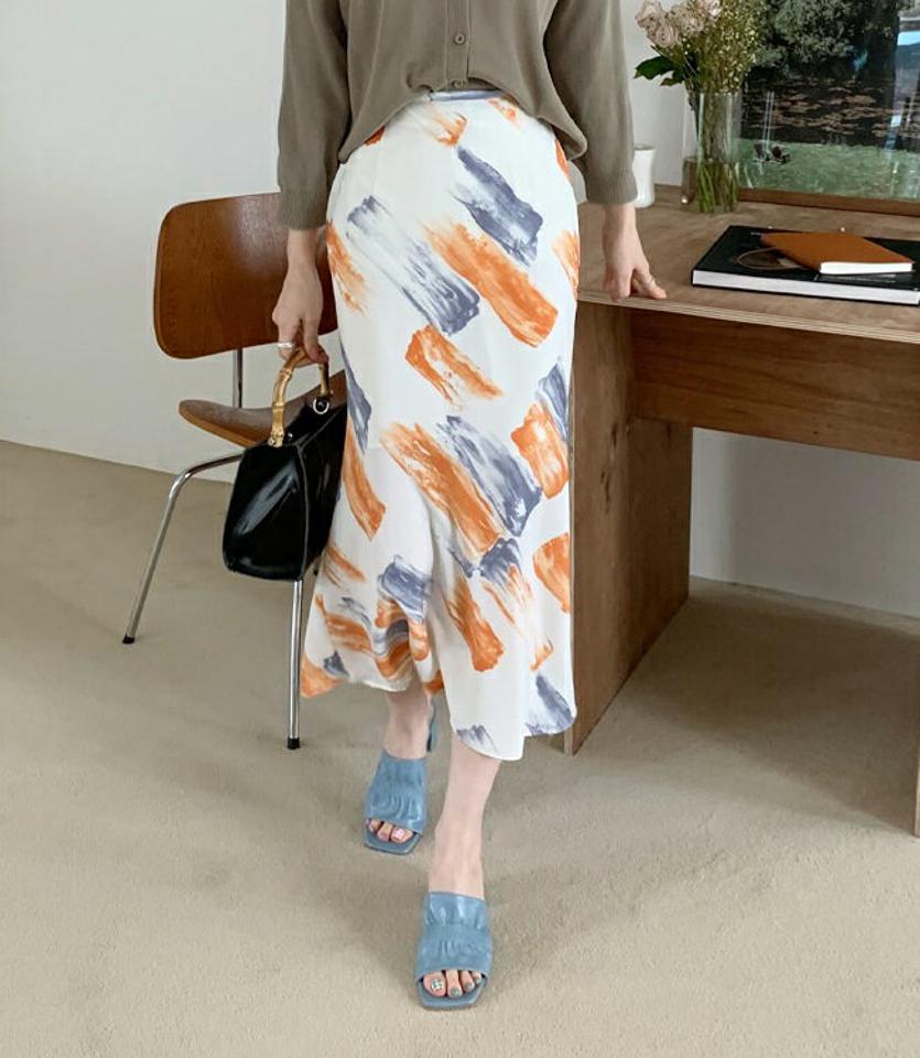 パターンマーメイドスカート・全2色・t68127 レディース 【sk】【スカート ロング ロングスカート 総柄 モダン シック 大人 春 秋 韓国 ファッション】【ハイホリHIHOLLI】