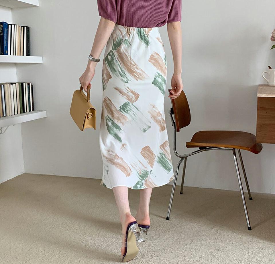 パターンマーメイドスカート・全2色・t68127 レディース 【sk】【スカート ロング ロングスカート 総柄 モダン シック 大人 春 秋 韓国 ファッション】【ハイホリHIHOLLI】
