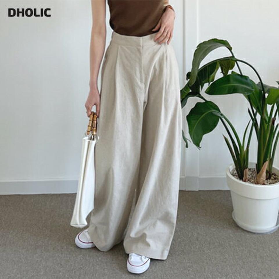 リネンツータックワイドパンツ・全2色・t65083 レディース 【pt】 韓国 ファッション ボトムス ロング ロングパンツ リネン ツータック ワイドパンツ ワイド 美脚 10分丈 十分丈 細身 体型カーバー スリム 夏 春