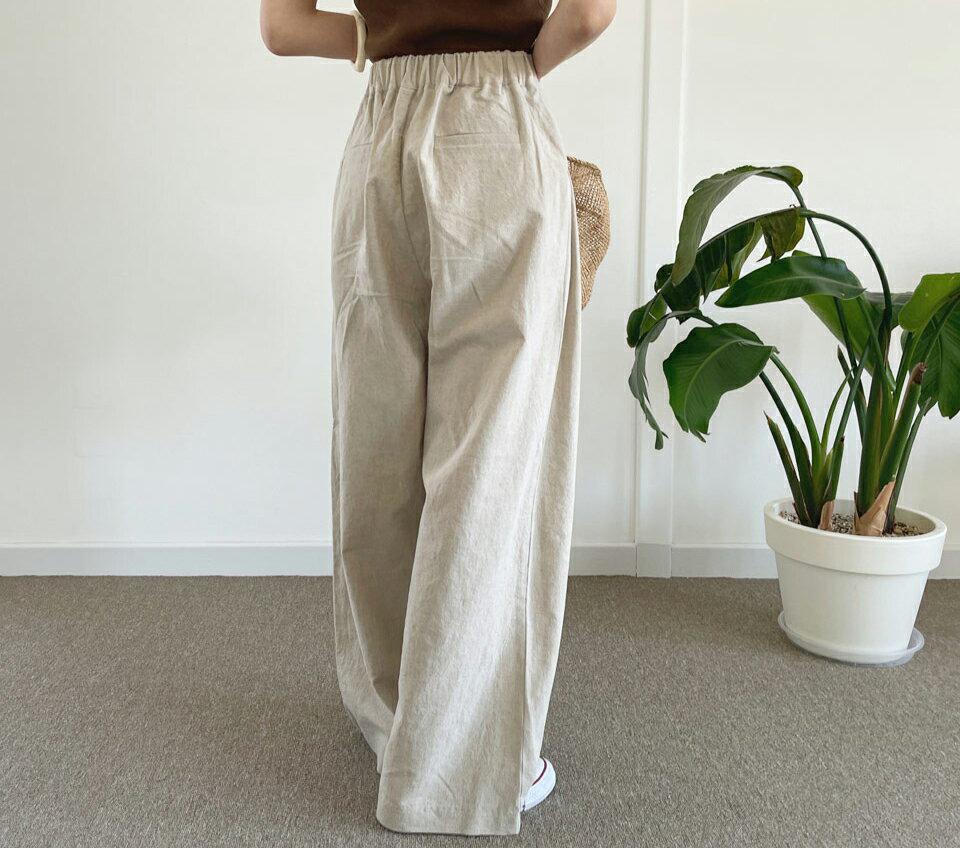 リネンツータックワイドパンツ・全2色・t65083 レディース 【pt】 韓国 ファッション ボトムス ロング ロングパンツ リネン ツータック ワイドパンツ ワイド 美脚 10分丈 十分丈 細身 体型カーバー スリム 夏 春
