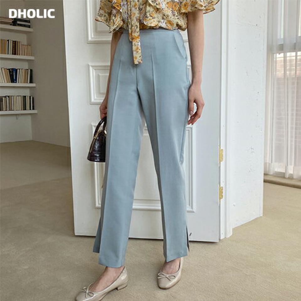 スリットストレートスラックス・全3色・t61931 レディース 【pt】 韓国 ファッション ボトムス ロング ロングパンツ スラックス スリム フィット ストレート 美脚 体型カーバー 10分丈 十分丈 夏 春