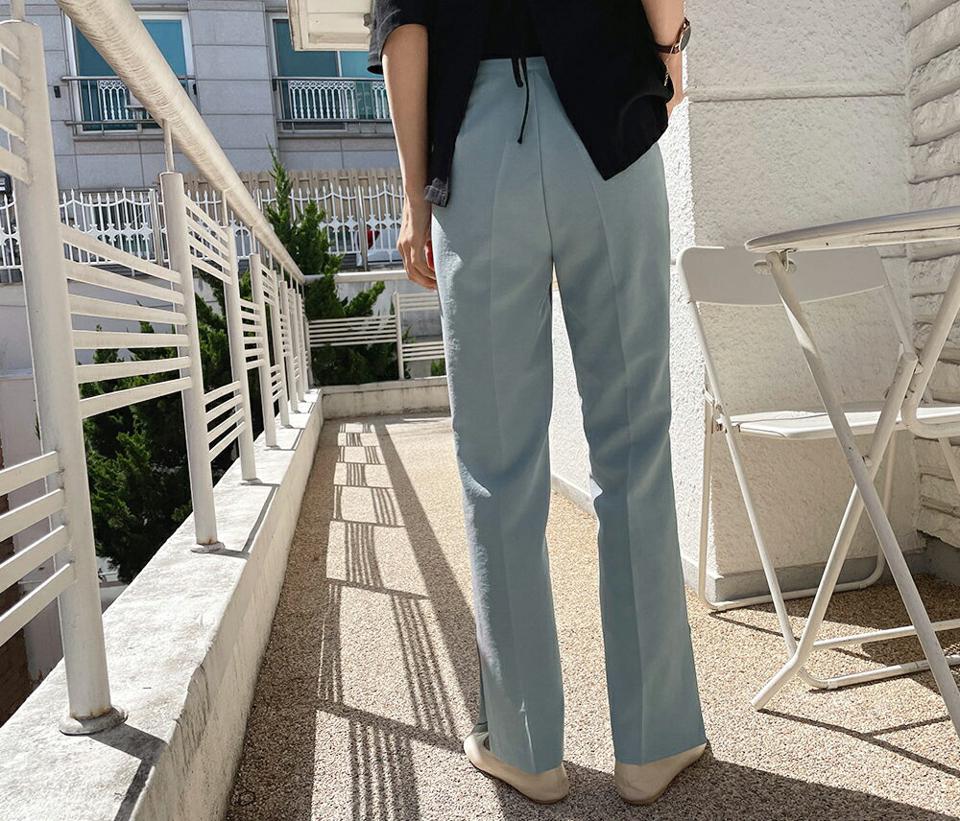 スリットストレートスラックス・全3色・t61931 レディース 【pt】 韓国 ファッション ボトムス ロング ロングパンツ スラックス スリム フィット ストレート 美脚 体型カーバー 10分丈 十分丈 夏 春