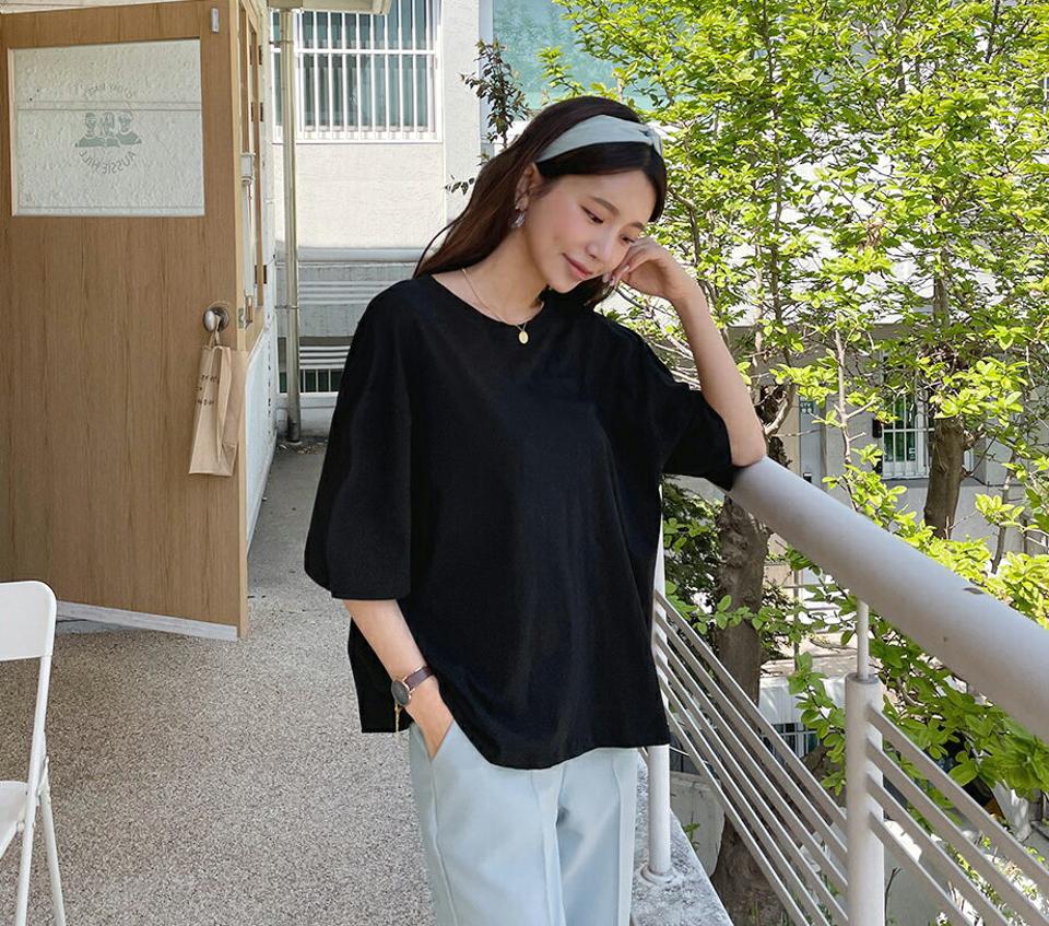 バックリボンTシャツ・全3色・t61911 レディース 【tops】【韓国 ファッション トップス Tシャツ 半袖 レイヤード風 バックオープン リボン バックリボン 後ろリボン ラウンドネック ハーフスリーブ カジュアル 体型カーバー 夏 春】