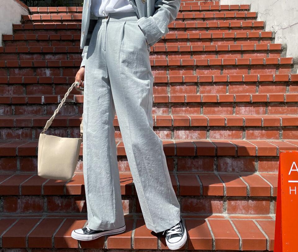 コットンストレートスラックス・全3色・t61926 レディース 【pt】【韓国 ファッション ボトムス ロング ロングパンツ スラックス コットン ストレート ワイド スリム オフィス オフィスカジュアル 美脚 体型カーバー 10分丈 十分丈 夏 春】