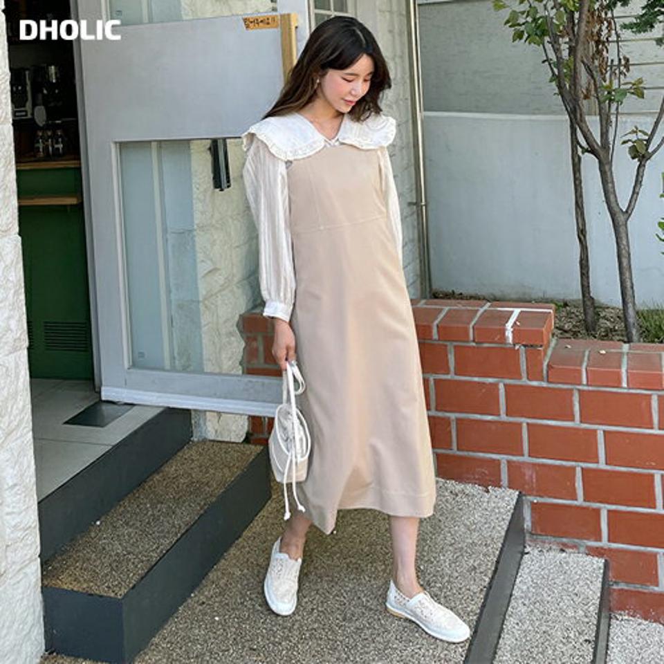 ステッチスクエアワンピース・全3色・t61918 レディース 【ops】 韓国 ファッション ワンピース ロング ロングワンピース スリーブレス ノースリーブ レイヤード風 ステッチ ノースリワンピース スクエアネック Hライン 体型カバー 細身 夏 春