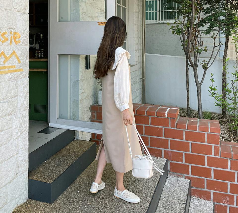 ステッチスクエアワンピース・全3色・t61918 レディース 【ops】 韓国 ファッション ワンピース ロング ロングワンピース スリーブレス ノースリーブ レイヤード風 ステッチ ノースリワンピース スクエアネック Hライン 体型カバー 細身 夏 春