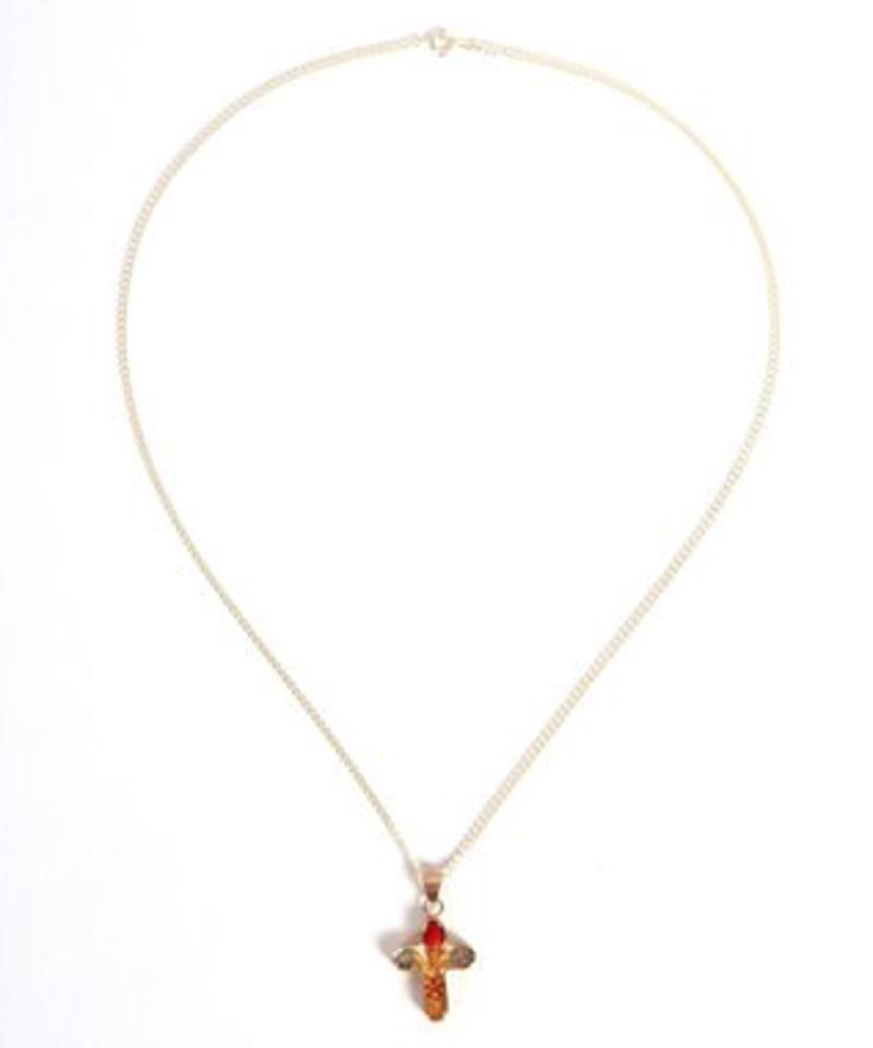【メキシコ産1点もの】押し花クリアクロスネックレス