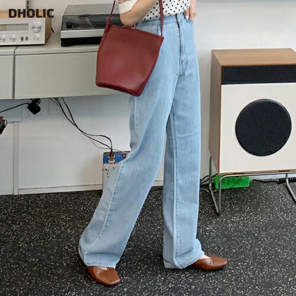 ワイドロングデニムパンツ・全2色・t61963 レディース 【pt】 韓国 ファッション ボトムス ロング ロングパンツ デニムパンツ デニム ワイド ストレート 美脚 10分丈 体型カーバー 細身 ハイウエスト 夏 春