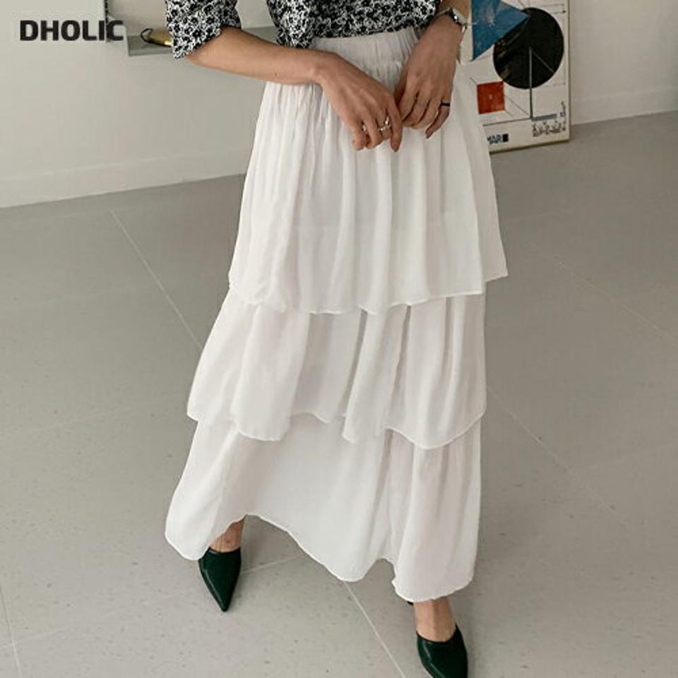 【全品10%OFF】ティアードイージースカート・全2色・t61967 レディース 【sk】【韓国 ファッション ボトムス スカート ロング ロングスカート ボリューム ティアード やわらかい 無地 フェミニン 体型カバー 細身 カジュアル 上品 夏 春】