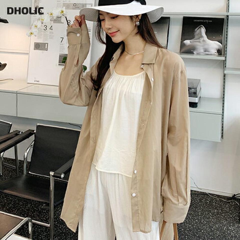 アンバランスヘムシャツ・全3色・t61970 レディース 【bl】【韓国 ファッション トップス シャツ 長袖 アンバランス ラップ シアー リボン ロングシャツ 体型カバー スリム 細身 ボリューム ルーズ ゆったり 夏 春】