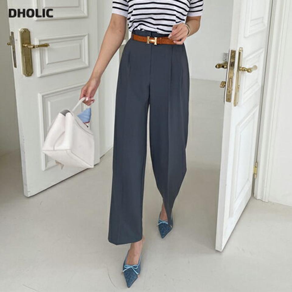 ワイドタックスラックス・全5色・t68099 レディース 【sk】 スラックス パンツ ズボン ロングパンツ ワイド 単色 無地 シンプル ベーシック オフィスカジュアル 大人 春 秋 韓国 ファッション ハイホリHIHOLLI