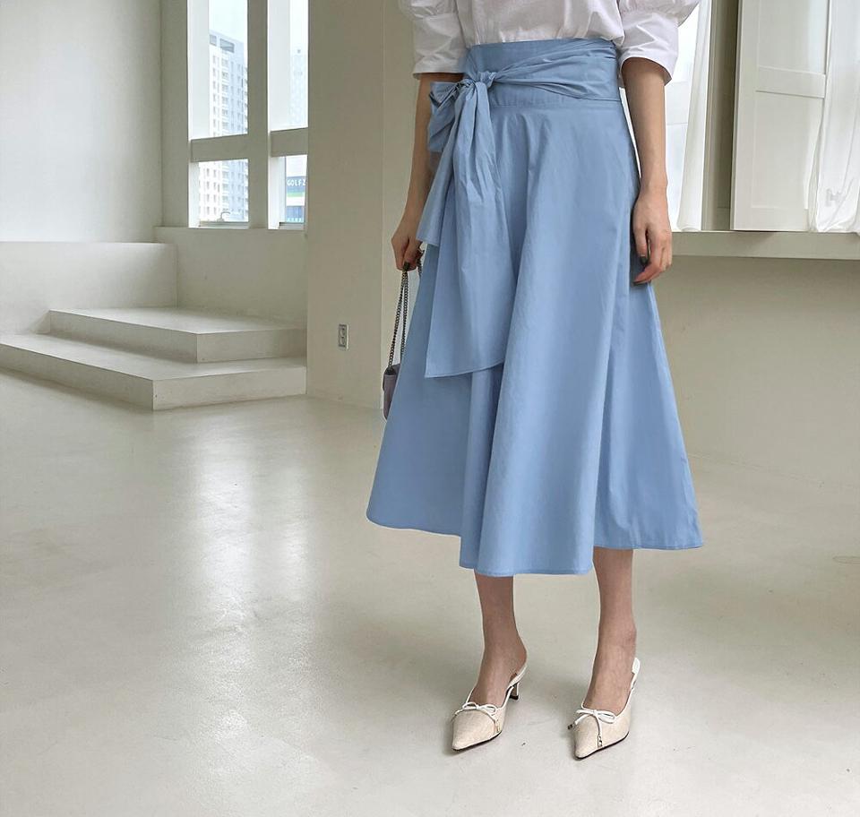 ワイドストラップ付フレアスカート・全4色・t68097 レディース 【sk】【スカート ロング ロングスカート フレア ワイドストラップ 単色 シンプル かわいい 春 秋 韓国 ファッション】【ハイホリHIHOLLI】