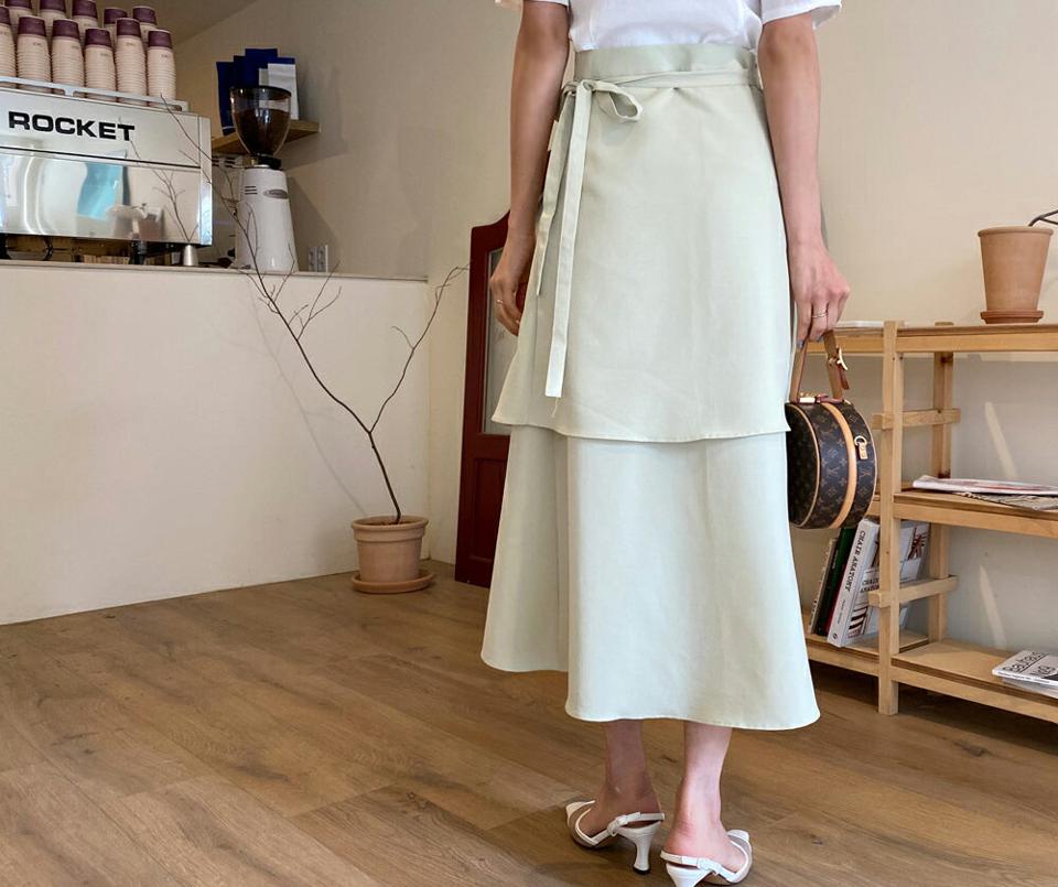 アンバランスラップスカート・全4色・t63526 レディース 【sk】 韓国 ファッション ボトムス スカート ロング ロングスカート アンバランス フェミニン Aライン ラップ フィット リボン 体型カバー 細身 カジュアル 上品 無地 夏 春