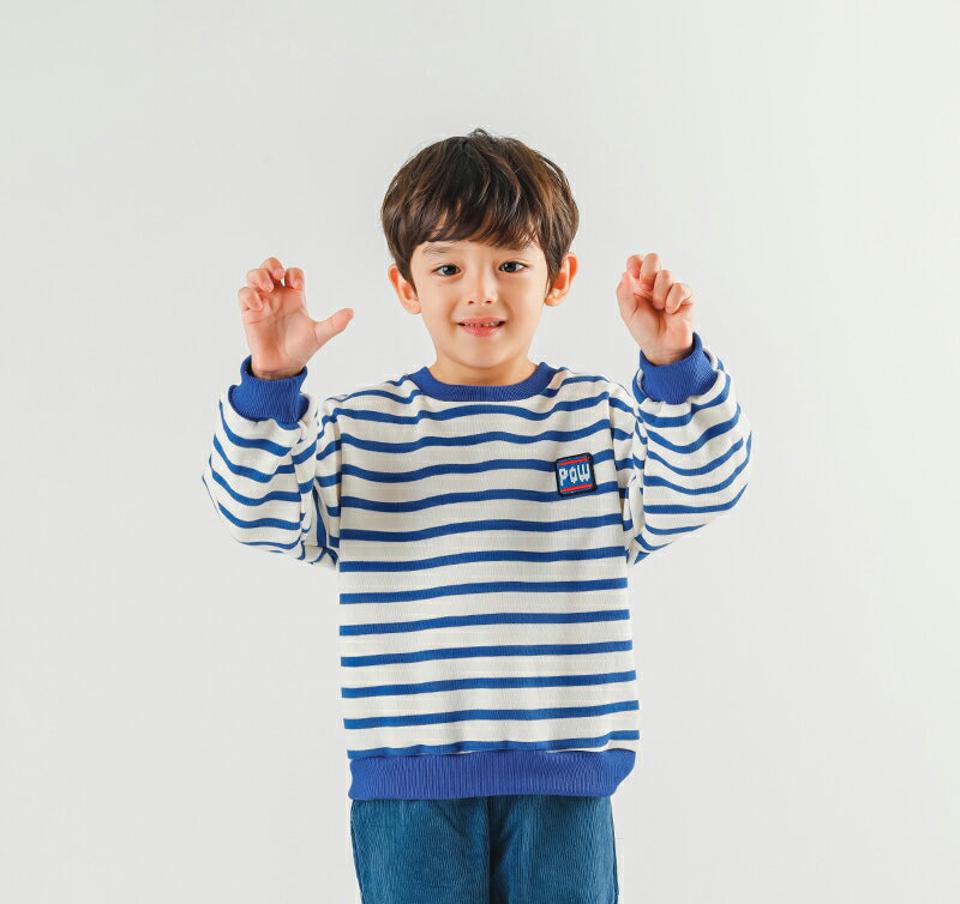 POWボーダースウェット p006991 キッズ 【3~8才】【tops】【韓国 ファッション トップス スウェット トレーナー Tシャツ カットソー 長袖 ルーズ ゆったり 女の子 男の子 ユニセックスキッズ 子供 子供用 幼稚園 通学 通園 小学生 春 秋 冬】【KIDS】