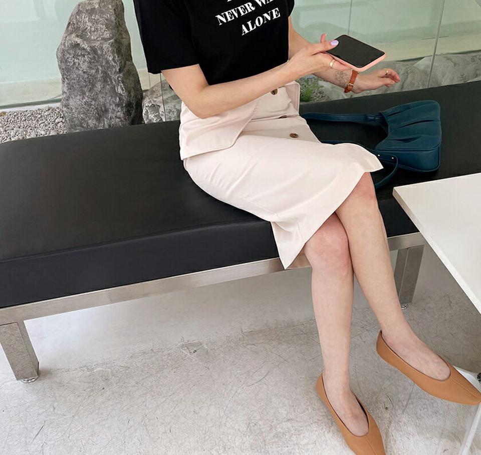 ボタンベルトスカート・全4色・b65282 レディース 【sk】【韓国 ファッション ボトムス スカート ミディ ミディスカート 大人 Hライン バックスリット ベルト ストラップ フェミニン 体型カバー 細身 カジュアル 上品 夏 春】