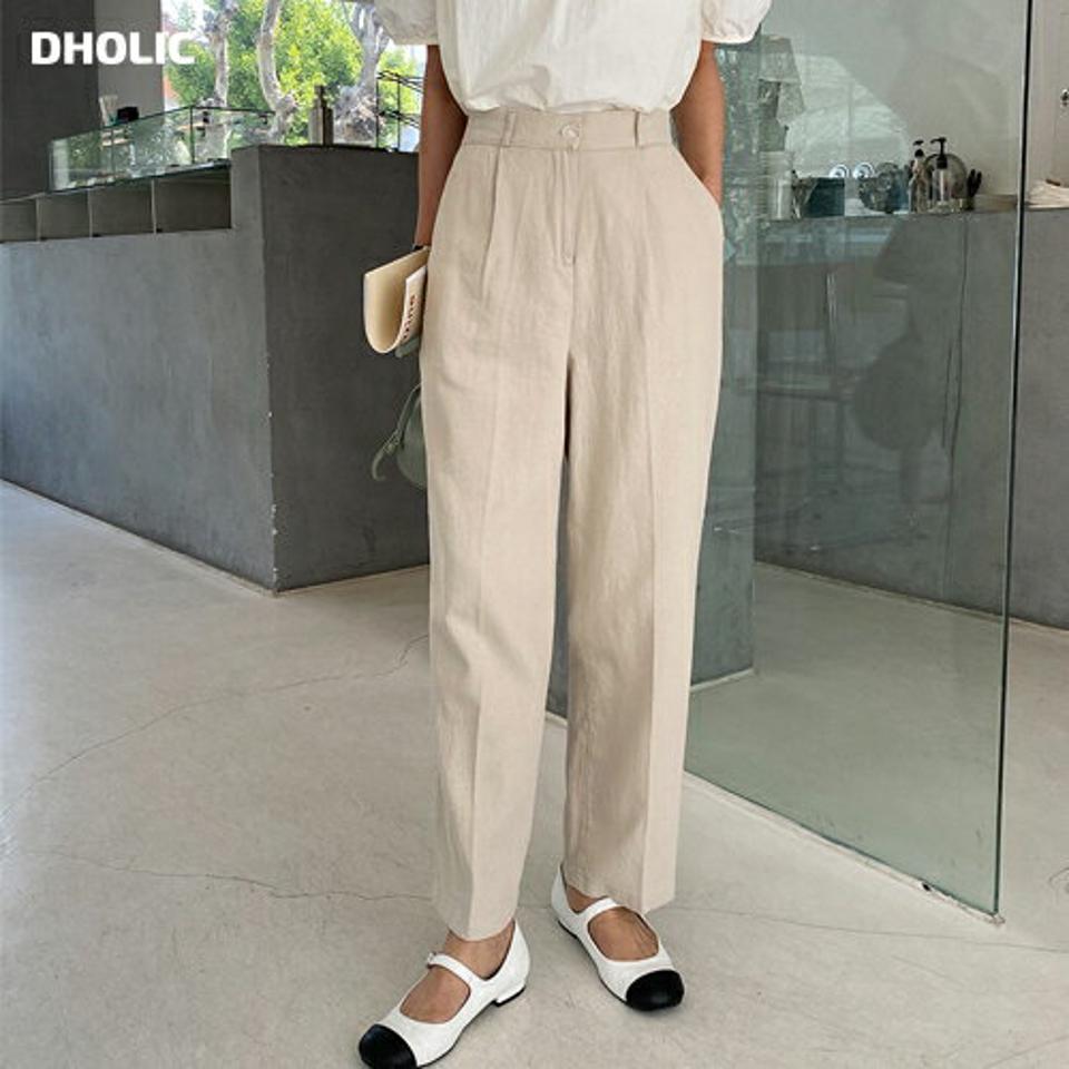 リネン混バックゴムタックワイドパンツ・全4色・t65299 レディース 【pt】【韓国 ファッション ボトムス ロング ロングパンツ ワイド ワイドパンツ ゴム リネンブレンド ストレート 美脚 10分丈 体型カーバー 細身 夏 春】