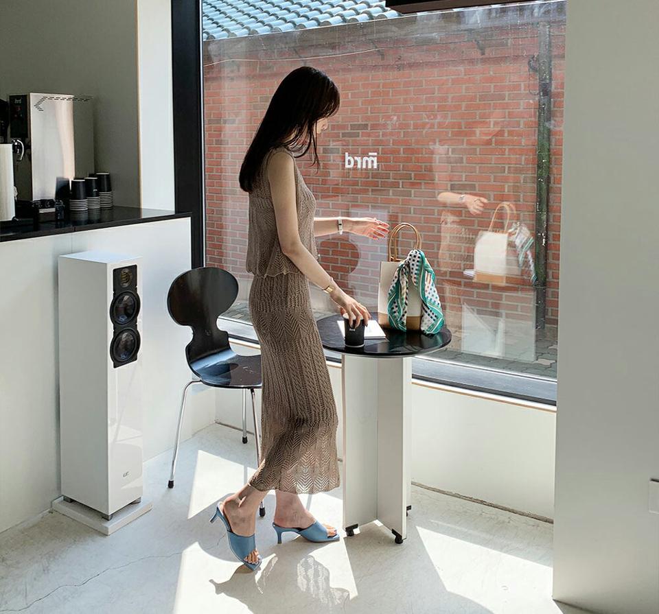 パンチングスリーブレス&スカートSET・全3色・e68175 レディース 【sk】セットアップ setup トップス スリーブレス ノースリーブ タンクトップ スカート ロングスカート 透け感 大人 かわいい 春 夏 韓国ファッション ハイホリHIHOLLI