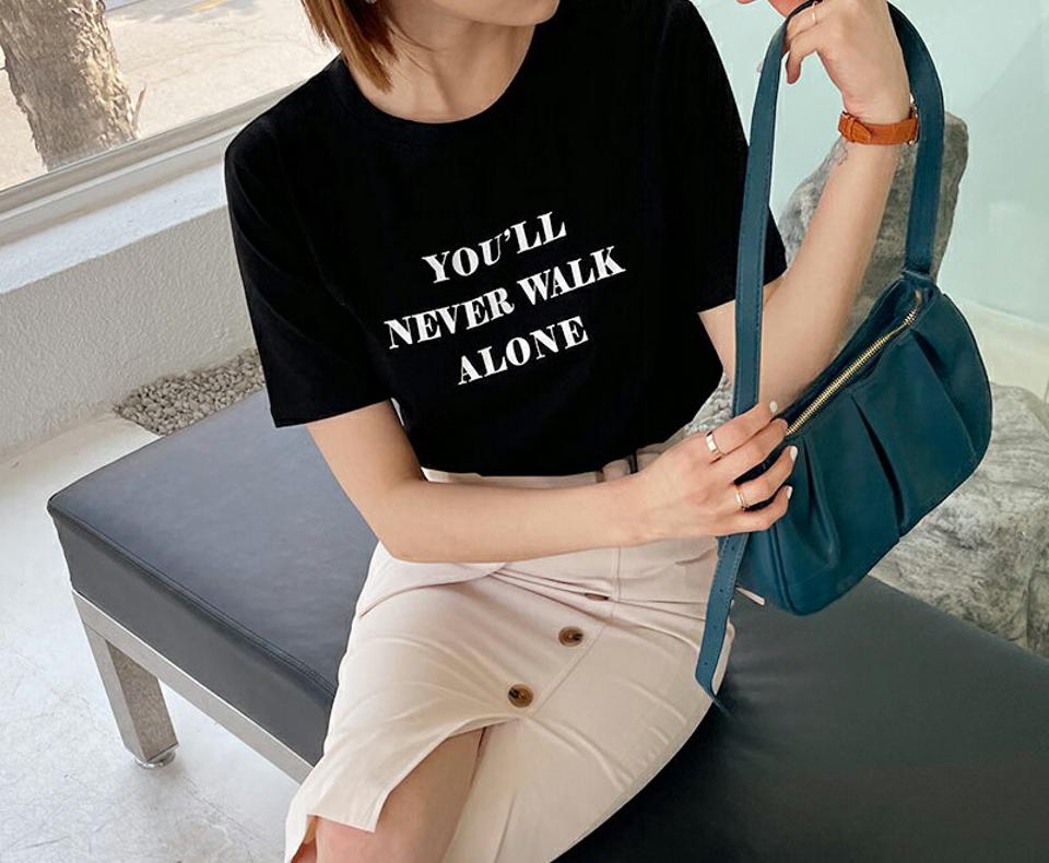レタリング半袖Tシャツ・全4色・t65265 レディース 【tops】【韓国 ファッション トップス Tシャツ 半袖 スリム デイリー レタリング ラウンドネック ショートスリーブ ルーズ ゆったり カジュアル 体型カーバー 夏 春】