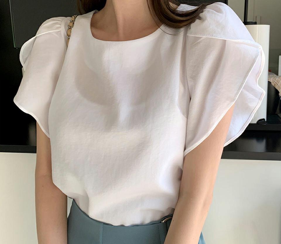 即日配送【只今30%OFF】【今ダケ送料無料】チューリップスリーブブラウス・全6色・t68182 レディース 【bl】 トップス ブラウス 半袖 ハーフスリーブ チューリップスリーブ 単色 無地 シンプル 可愛い かわいい フェミニン 春 夏 韓国ファッション ハイホリHIHOLLI【UB3】