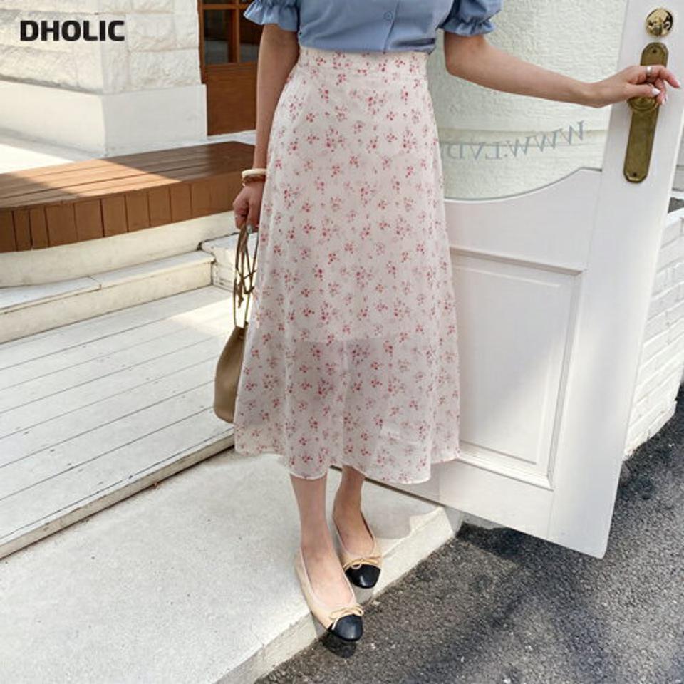 シフォンフローラルスカート・全3色・b65279 レディース 【sk】【韓国 ファッション ボトムス スカート ロング ロングスカート 小花柄 花柄 フラワー パターン シフォン フェミニン 体型カバー 細身 カジュアル 上品 夏 春】