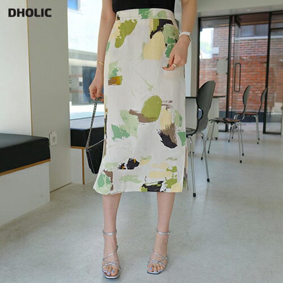 【只今10%OFF】パターンスリットペンシルスカート・全2色・b68192 レディース 【sk】 スカート ミディ丈 ミディスカート モダン 総柄 スリット ペンシルスカート タイト スリム 大人 春 秋 韓国 ファッション ハイホリHIHOLLI