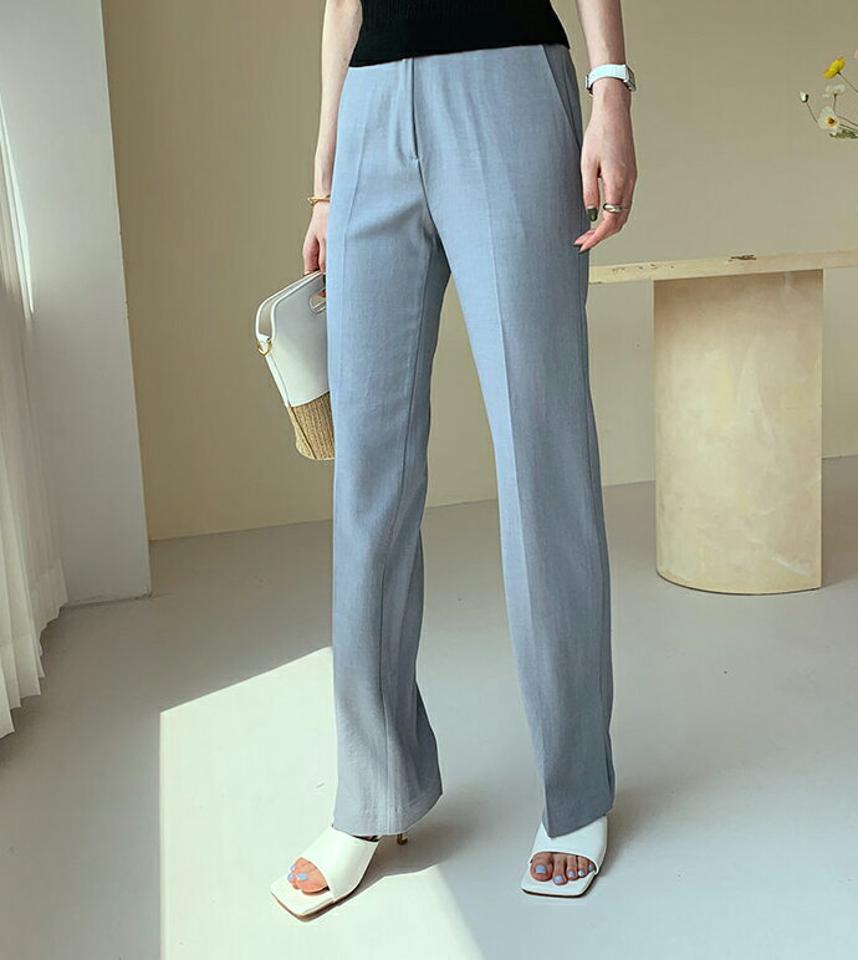 シークレットゴムスリットスラックス・全3色・b68194 レディース 【pt】【パンツ ズボン ロングパンツ スリット 単色 無地 シンプル ベーシック 大人 オフィスカジュアル 春 秋 韓国 ファッション】【ハイホリHIHOLLI】