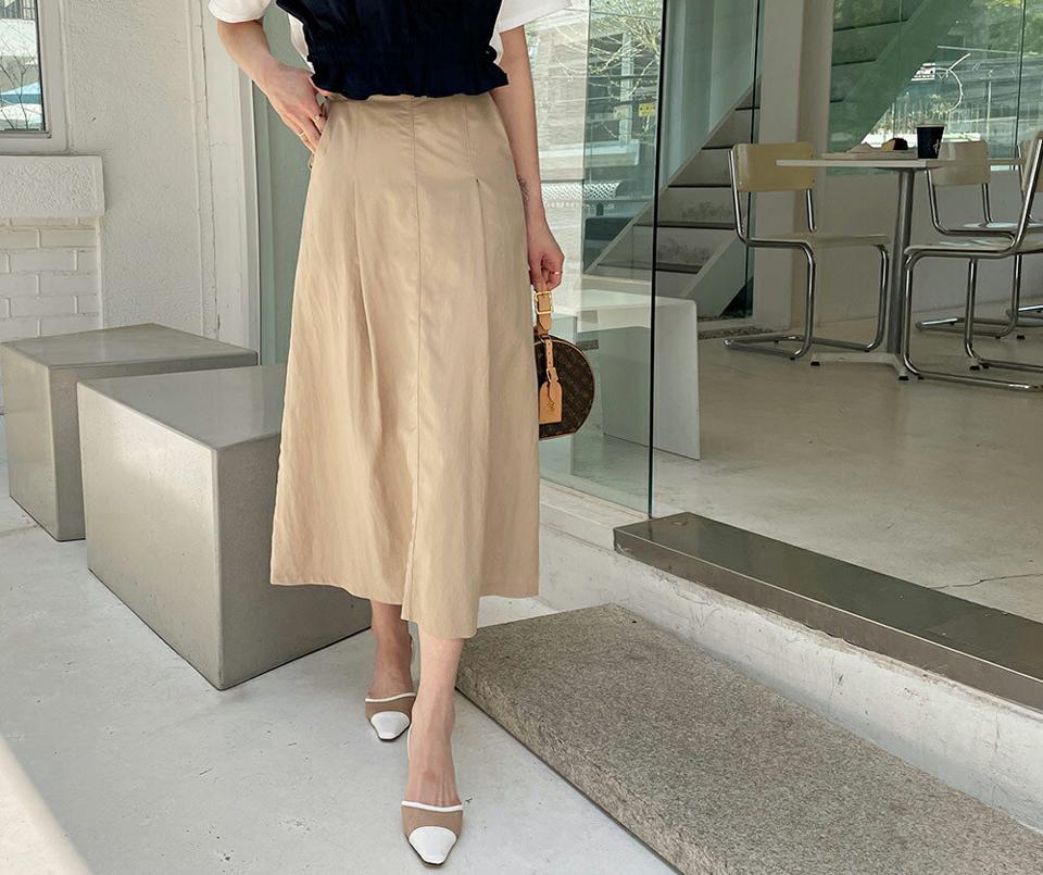 タックフレアロングスカート・全3色・t65297 レディース 【sk】 韓国 ファッション ボトムス スカート ロング ロングスカート ベーシック フェミニン 体型カバー 細身 カジュアル 上品 夏 春