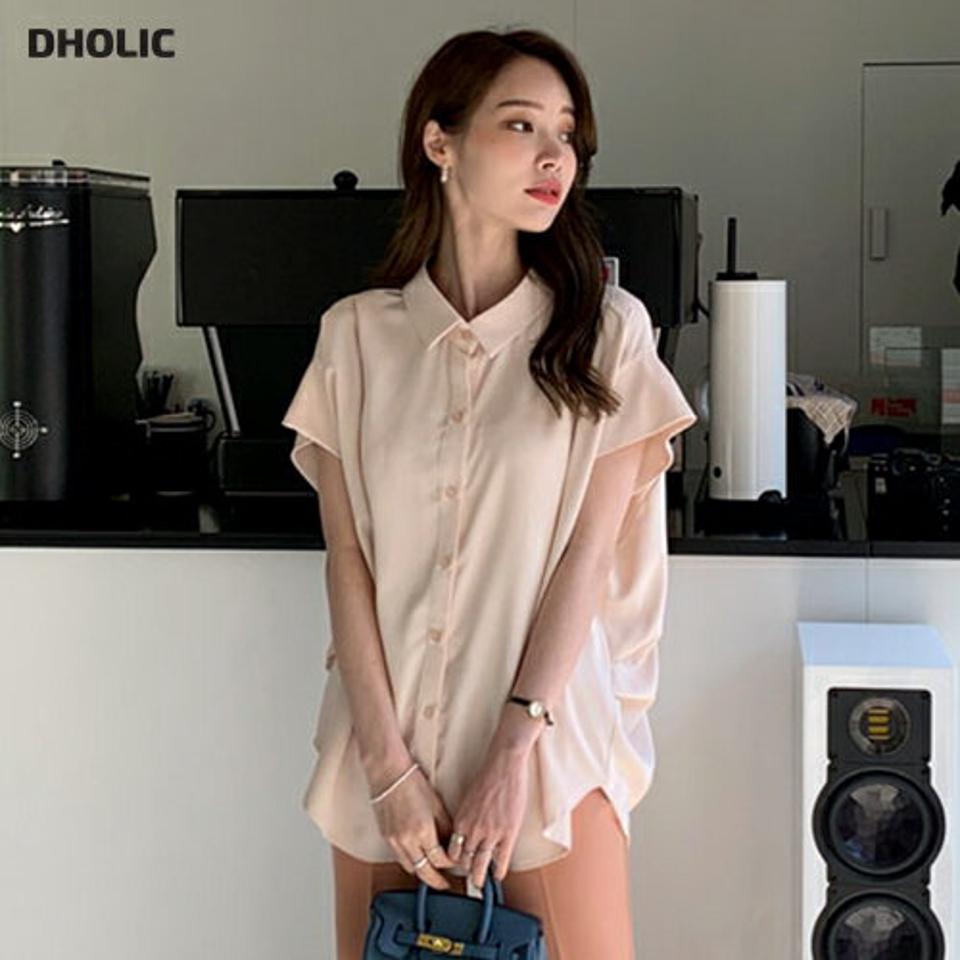 バックリボンシャツブラウス・全2色・t68180 レディース 【tops】 トップス シャツブラウス ブラウス ショートスリーブ 半袖 りぼん 単色 無地 シンプル フェミニン かわいい 春 夏 韓国 ファッション ハイホリHIHOLLI