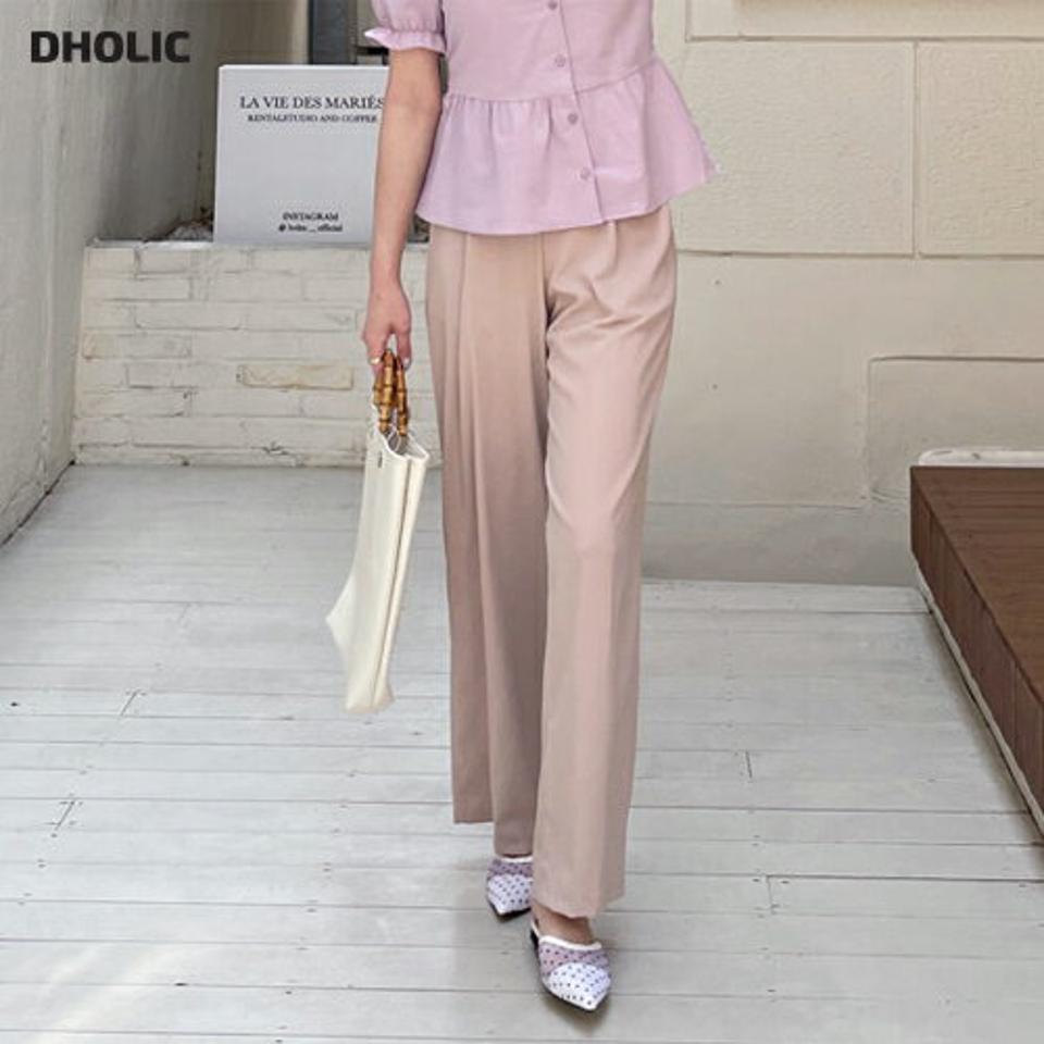 バックゴムタックスラックス・全5色・t65300 レディース 【pt】【韓国 ファッション ボトムス ロング ロングパンツ スラックス ワイド ワンタック ストレート 美脚 10分丈 体型カーバー 細身 ハイウエスト 夏 春】